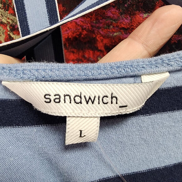 Sandwich Blue Striped Cotton Mini Dress Size L - Picture 7 of 9